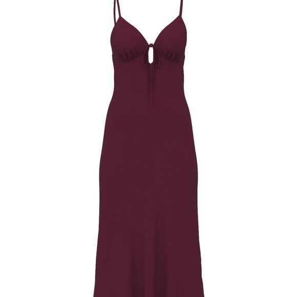 PINK Victoria's Secret "Fall In Love Midi Dress" - Plum Burgundy Slip Dress - Picture 3 of 13